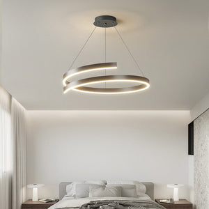 Nordic Spiraal Kroonluchter – Moderne LED Hanglamp met Dimbare Verlichting