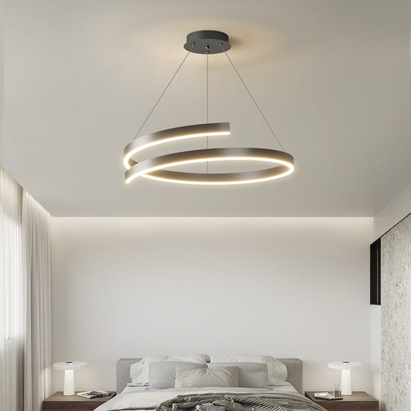 Nordic Spiraal Kroonluchter – Moderne LED Hanglamp met Dimbare Verlichting