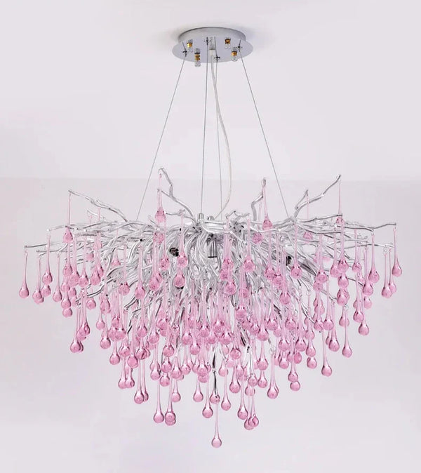 Roze Kristallen Kroonluchter – Luxe LED Plafondlamp voor Slaapkamer & Woonkamer