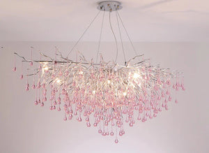 Roze Kristallen Kroonluchter – Luxe LED Plafondlamp voor Slaapkamer & Woonkamer