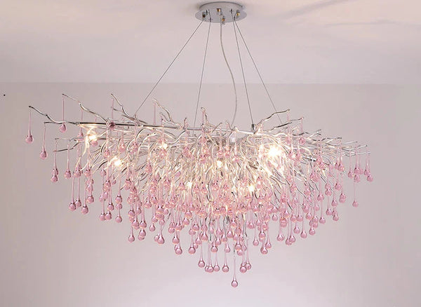 Roze Kristallen Kroonluchter – Luxe LED Plafondlamp voor Slaapkamer & Woonkamer
