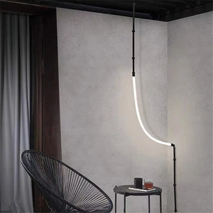 Curvella Zwarte Metalen Hanglamp – Moderne LED Design Lamp voor Woonkamer