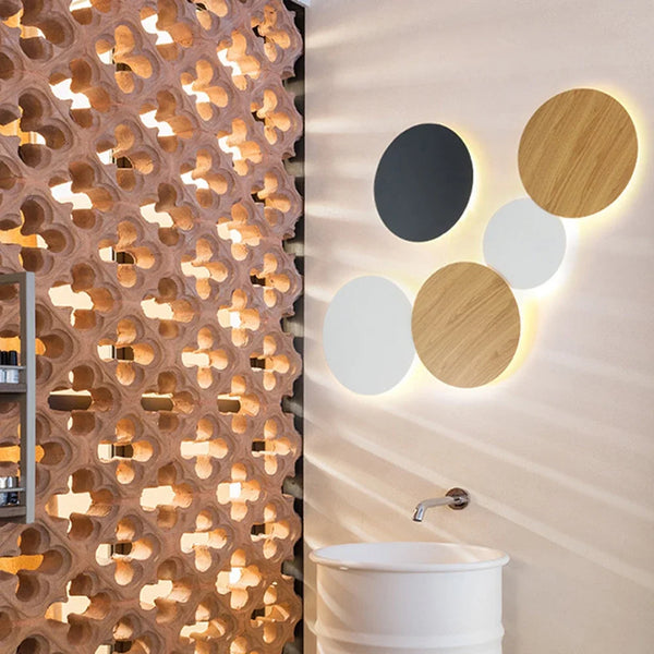 Moderne Ronde LED Wandlamp – Minimalistisch Design in Hout & Metaal