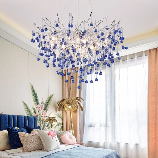Roze Kristallen Kroonluchter – Luxe LED Plafondlamp voor Slaapkamer & Woonkamer