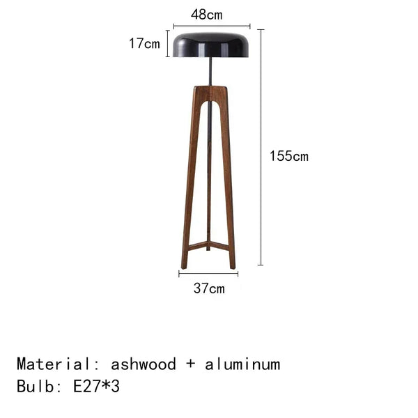 Staande Lamp Armoniele – Moderne Vloerlamp van Hout en Chroom met LED voor Woonkamer
