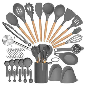 36-Delige Siliconen Keukengerei Set met Organizer – Hittebestendige & Antiaanbak Kooktools