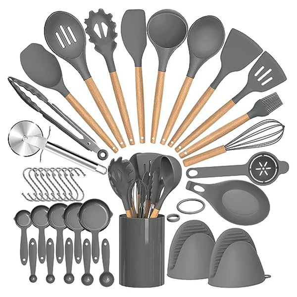 36-Delige Siliconen Keukengerei Set met Organizer – Hittebestendige & Antiaanbak Kooktools
