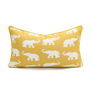 Geometrische Kussenhoes – Geel Zwarte Olifant Print (45×45 cm & 30×50 cm)