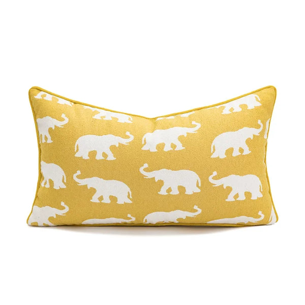 Geometrische Kussenhoes – Geel Zwarte Olifant Print (45×45 cm & 30×50 cm)
