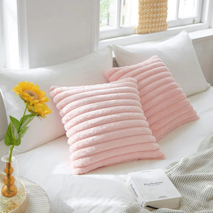 Malmö Pluche Kussenhoes – Zachte Roze Polyester (30×50 & 45×45 cm)
