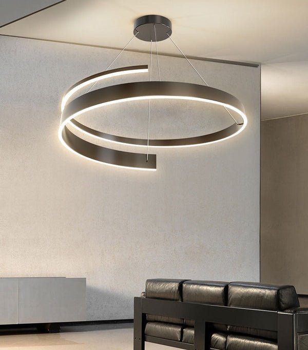 Nordic Spiraal Kroonluchter – Moderne LED Hanglamp met Dimbare Verlichting