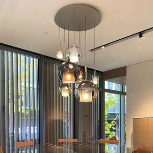 Calyrá Glazen Bubbel Hanglamp – Moderne Design Hanglamp in Goud voor Woonkamer en Restaurant