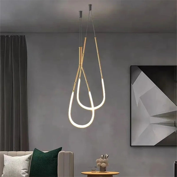 Curvella Zwarte Metalen Hanglamp – Moderne LED Design Lamp voor Woonkamer