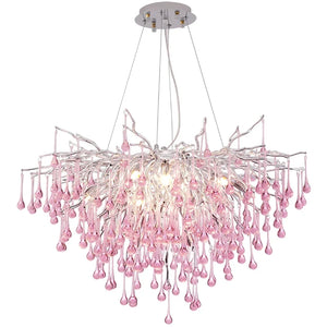 Roze Kristallen Kroonluchter – Luxe LED Plafondlamp voor Slaapkamer & Woonkamer
