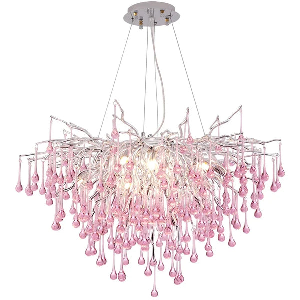 Roze Kristallen Kroonluchter – Luxe LED Plafondlamp voor Slaapkamer & Woonkamer