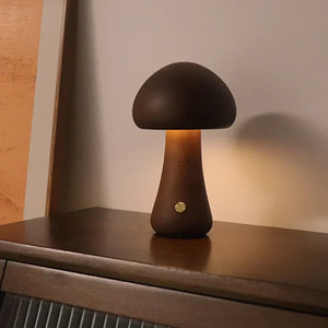 Houten Paddenstoel LED Nachtlampje met Touchbediening – Gezellig Tafellampje voor Kinderkamer en Woonruimte