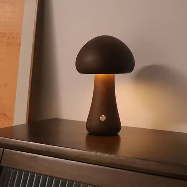 Paddenstoel Houten Tafellamp – Natuurlijk Design van Walnoot of Beuken
