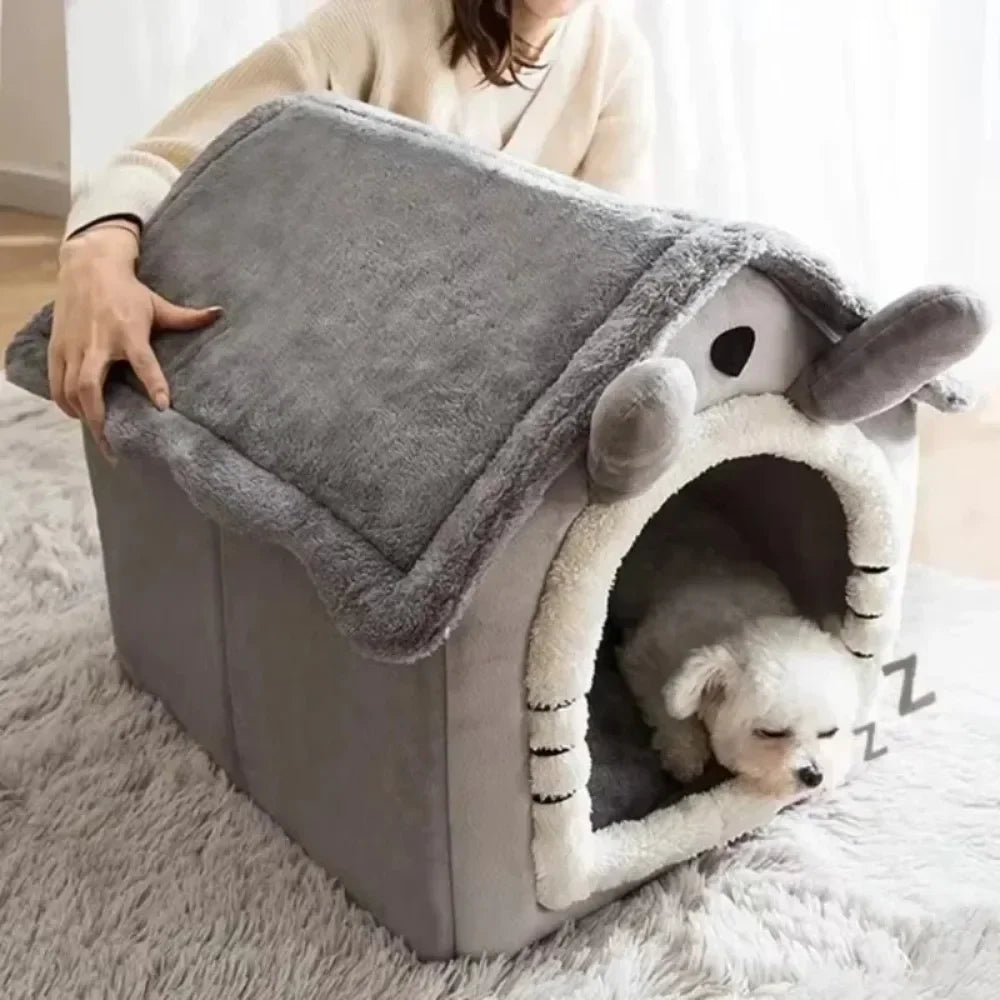 Pluche Hondenhuis – Knusse Hondenmand in Huisvorm | Warm & Comfortabel Binnenhuisje