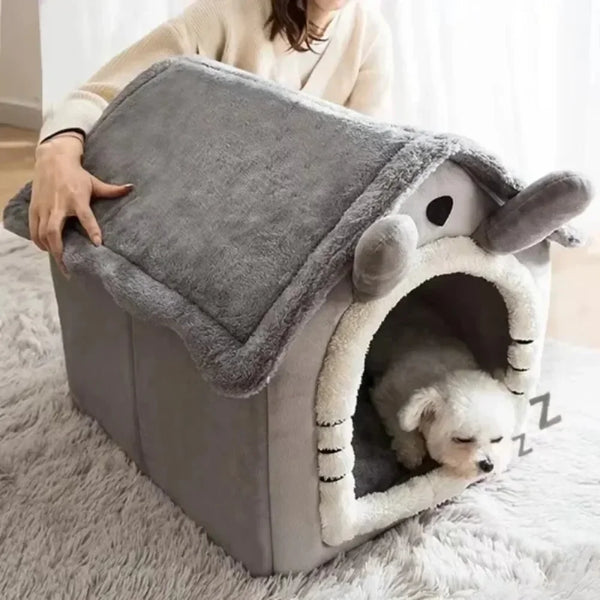 Pluche Hondenhuis – Knusse Hondenmand in Huisvorm | Warm & Comfortabel Binnenhuisje