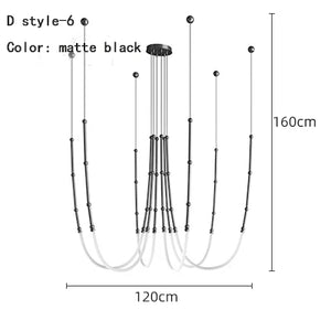 Curvella Zwarte Metalen Hanglamp – Moderne LED Design Lamp voor Woonkamer