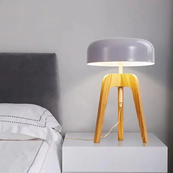 Staande Lamp Armoniele – Moderne Vloerlamp van Hout en Chroom met LED voor Woonkamer