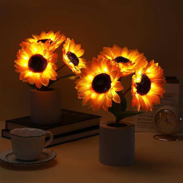 Sprankelende Zonnebloem LED Tafellamp – Gezellige Sfeerverlichting & Woondecoratie