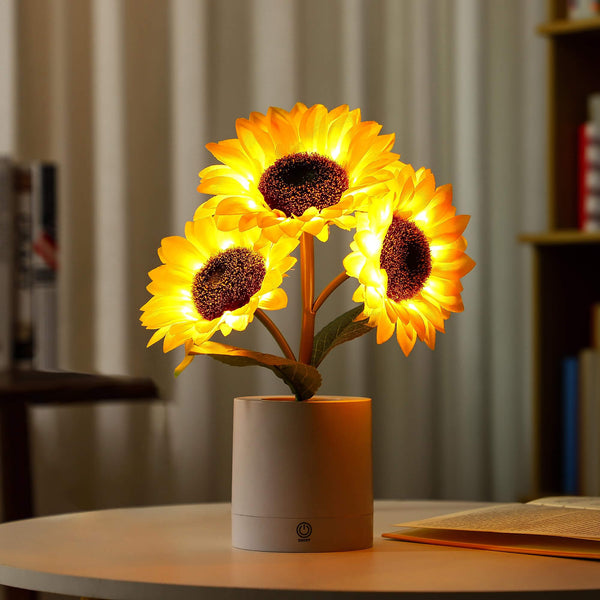 Sprankelende Zonnebloem LED Tafellamp – Gezellige Sfeerverlichting & Woondecoratie