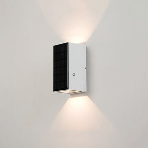 Zwarte Rechthoekige Solar LED Buitenwandlamp – Moderne Tuin & Terrasverlichting