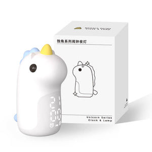 Schattige Eenhoorn LED Wekker & Nachtlampje – Compact, USB-Aangedreven Decoratieve Lamp