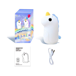 Schattige Eenhoorn LED Wekker & Nachtlampje – Compact, USB-Aangedreven Decoratieve Lamp