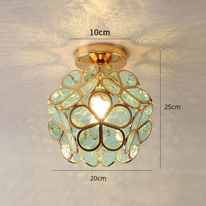 Plafondlamp met Bloemmotief en Glasaccenten – Elegante Verlichting voor Thuis
