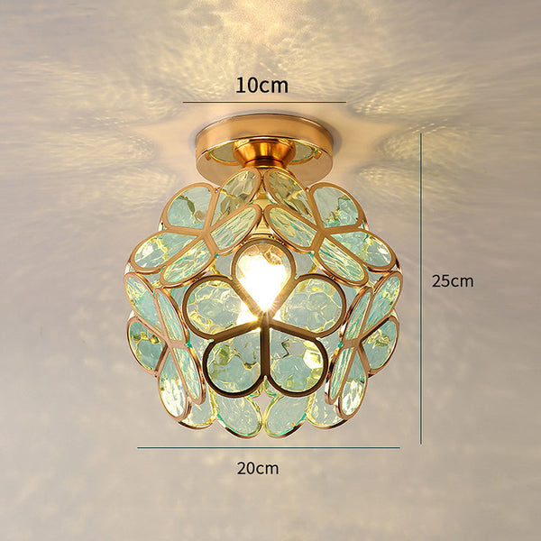 Plafondlamp met Bloemmotief en Glasaccenten – Elegante Verlichting voor Thuis