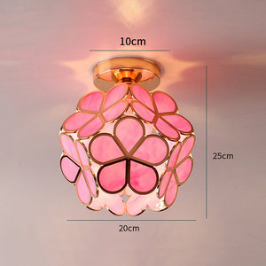 Plafondlamp met Bloemmotief en Glasaccenten – Elegante Verlichting voor Thuis