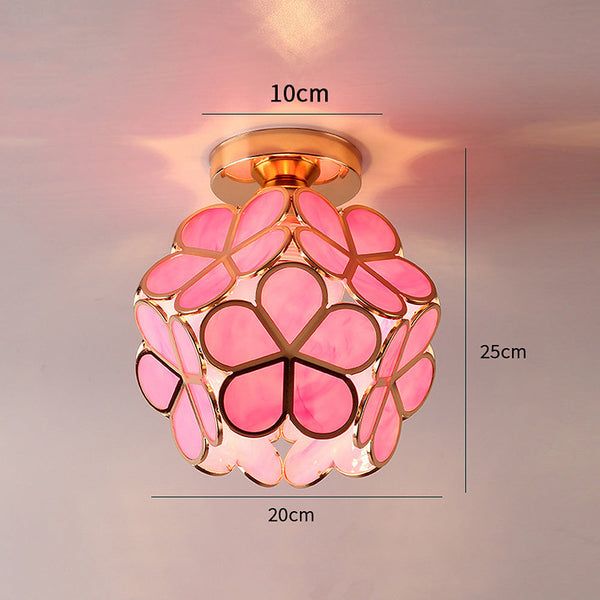 Plafondlamp met Bloemmotief en Glasaccenten – Elegante Verlichting voor Thuis