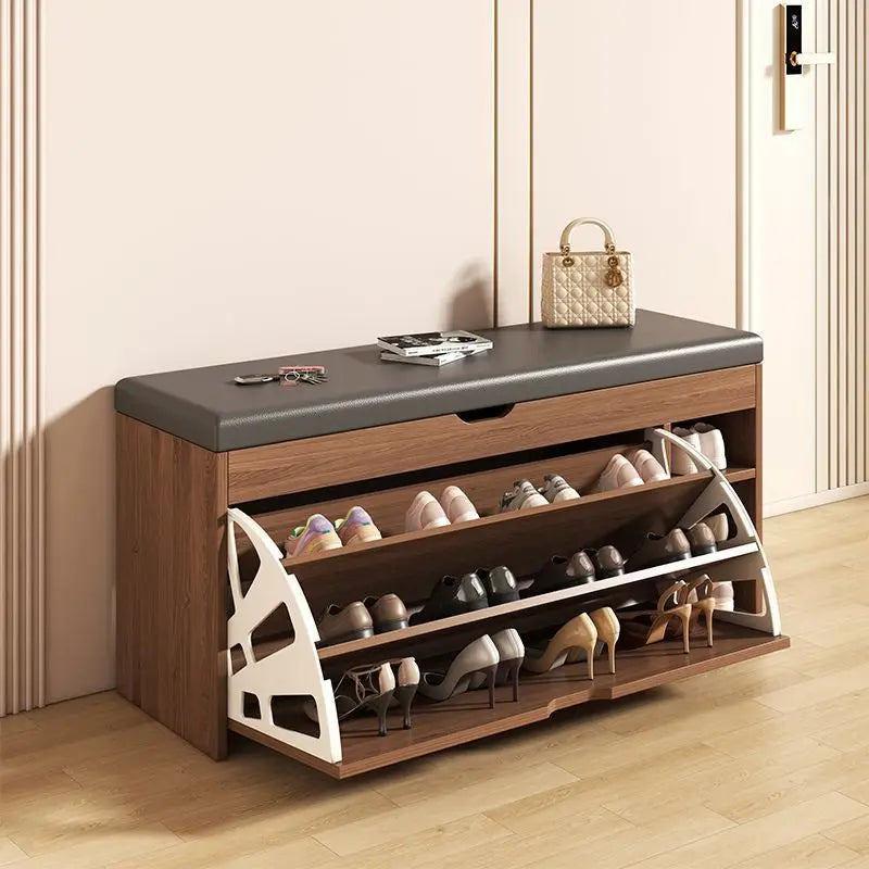 Schoenenkast met Zitbank – Compact Schoenenrek met Opbergruimte voor Hal & Entree