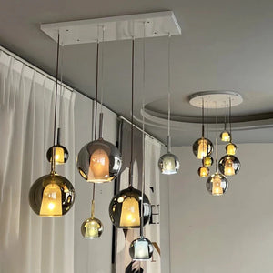 Calyrá Glazen Bubbel Hanglamp – Moderne Design Hanglamp in Goud voor Woonkamer en Restaurant