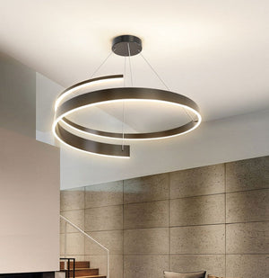 Nordic Spiraal Kroonluchter – Moderne LED Hanglamp met Dimbare Verlichting