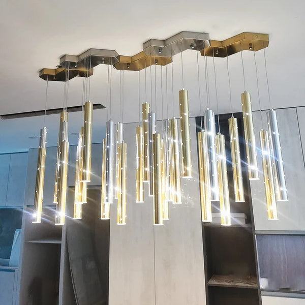 Séraphine Luxe LED Hanglamp – Moderne Geborsteld Staal Plafondlamp voor Woonkamer