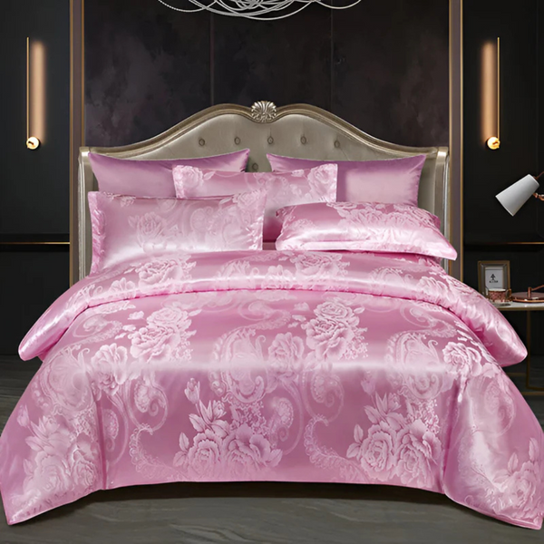 Satijnen Dekbedovertrek Set met Bloemenprint  Luxe Beddengoed voor Slaapkamer Comfort & Stijl