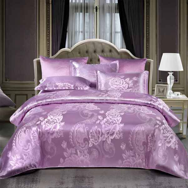 Satijnen Dekbedovertrek Set met Bloemenprint  Luxe Beddengoed voor Slaapkamer Comfort & Stijl