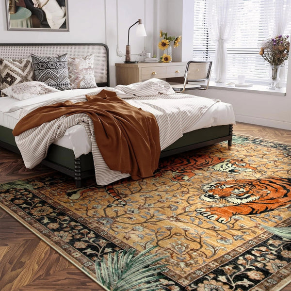 Elegante Tijgerprint Vloerkleed voor Woonkamer – Zacht, Antislip & Wasbaar