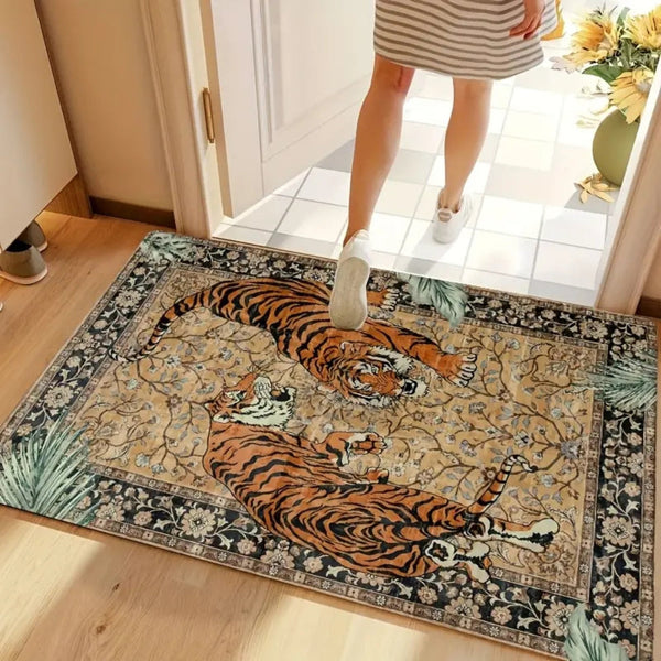 Elegante Tijgerprint Vloerkleed voor Woonkamer – Zacht, Antislip & Wasbaar