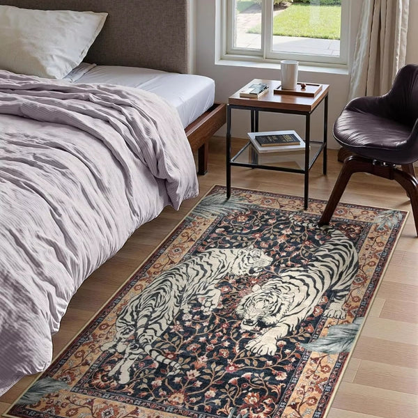 Elegante Tijgerprint Vloerkleed voor Woonkamer – Zacht, Antislip & Wasbaar