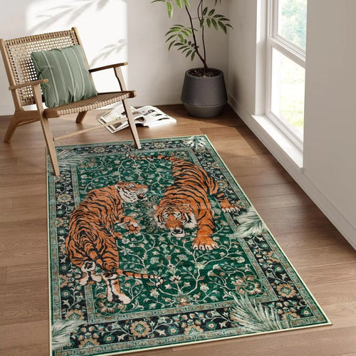 Elegante Tijgerprint Vloerkleed voor Woonkamer – Zacht, Antislip & Wasbaar