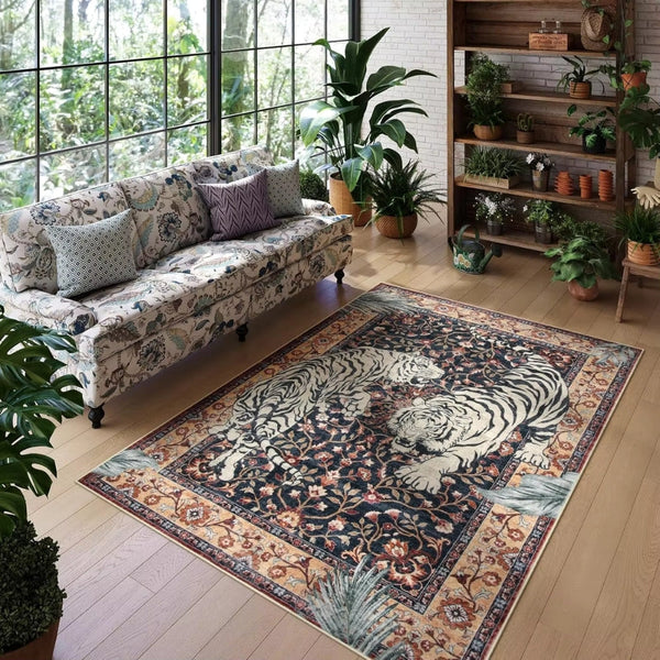 Elegante Tijgerprint Vloerkleed voor Woonkamer – Zacht, Antislip & Wasbaar