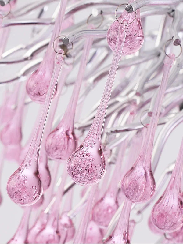 Roze Kristallen Kroonluchter – Luxe LED Plafondlamp voor Slaapkamer & Woonkamer