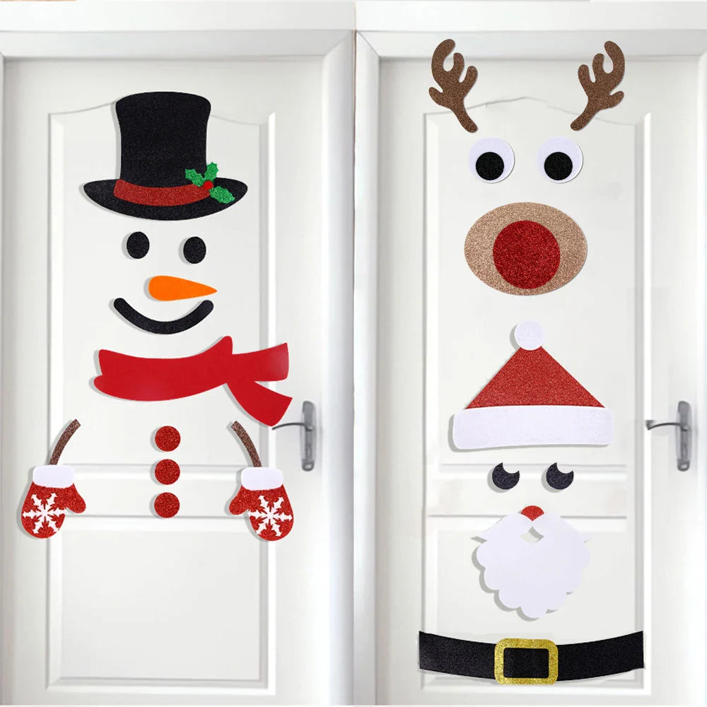 Kerst raamstickers (katoen & papier) – herbruikbare kerstdecoratie voor raam en deur (diverse maten)