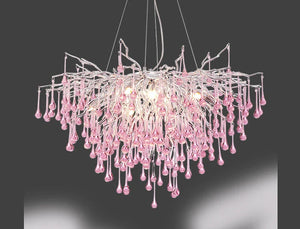 Roze Kristallen Kroonluchter – Luxe LED Plafondlamp voor Slaapkamer & Woonkamer