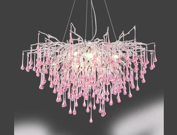 Roze Kristallen Kroonluchter – Luxe LED Plafondlamp voor Slaapkamer & Woonkamer