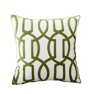 Groene kussenhoes met borduurwerk – Toscaanse bloemenprint 18 x 18 in